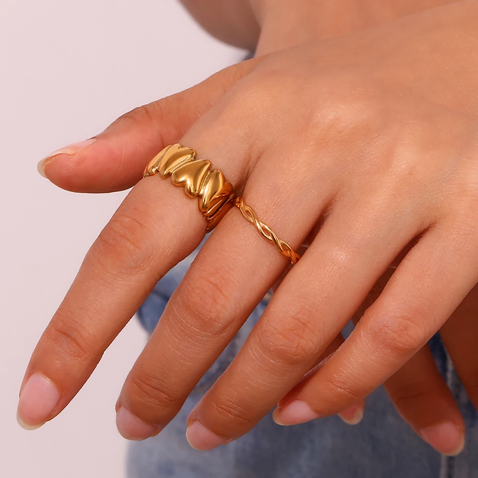 Ebbelle Art Heart Ring Hypoalergenic 316L Krúžky z nehrdzavejúcej ocele pre ženy