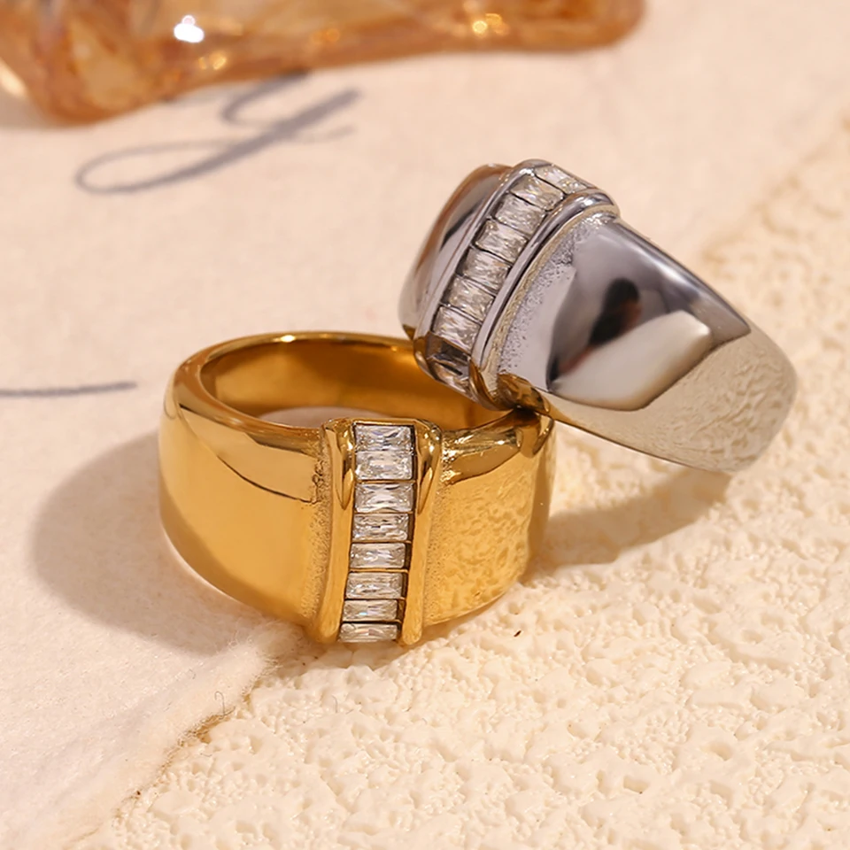 Ebbelle Simple Single Ring Ring Strieborná farba hypoalergénny 316L z nehrdzavejúcej ocele 18k Zlaté šperky