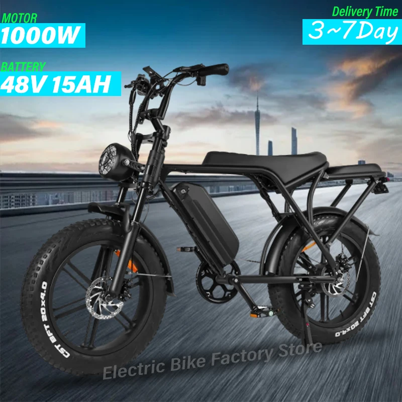 Ebike V8 1000W 48V 15AH V8 V8 TUR FAT TUR Electric Bike Beach Cruiser Off-Road Electric Bike Dospelý horský elektrický bicykel