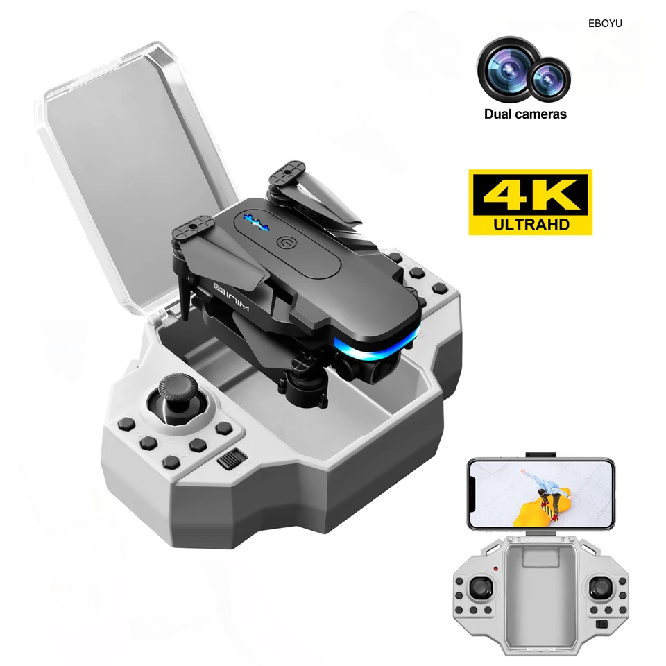 EBOYU KY910 Skladacie mini RC DRONE WIFI FPV 4K HD CAMERA Darček prenosné vrecko RC QUADCOPTER NAJLEPŠIE Vrátenie domov pre deti