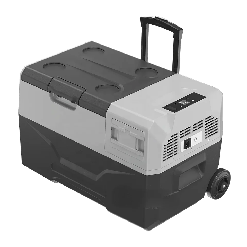 ECX30 Small 12V DC DC Compressor 30L Prenosná Camper Chladnička App ovláda Solárne napájané kolesami a potiahnite chladničky na rukoväť
