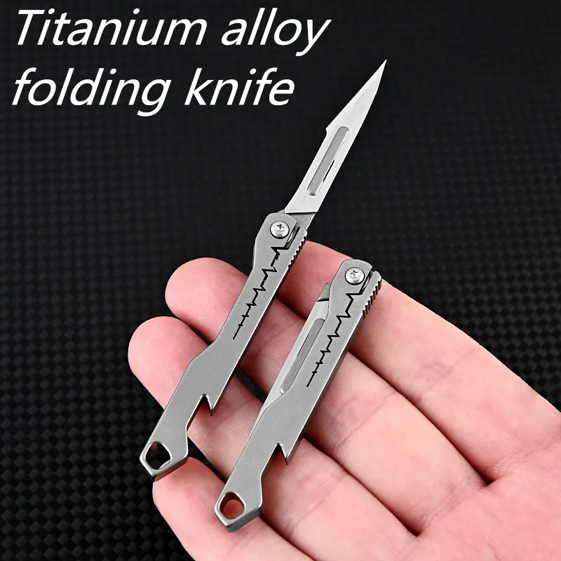 EDC Titanium zliatina Mini skladací nôž ostrý úžitkový nôž vymeniteľná čepeľ prepravy rozbaľovacia expresná expresná kľúče nôž darček