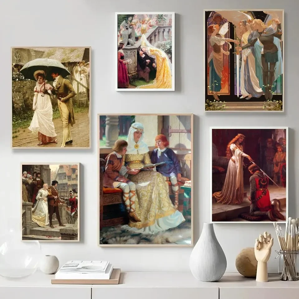 Edmund Blair Leighton Plagát Wall Fotografie pre obývaciu izbu Fall dekor spálňa Self-pasívna domáca dekorácia nástenná maľba nástenná maľba