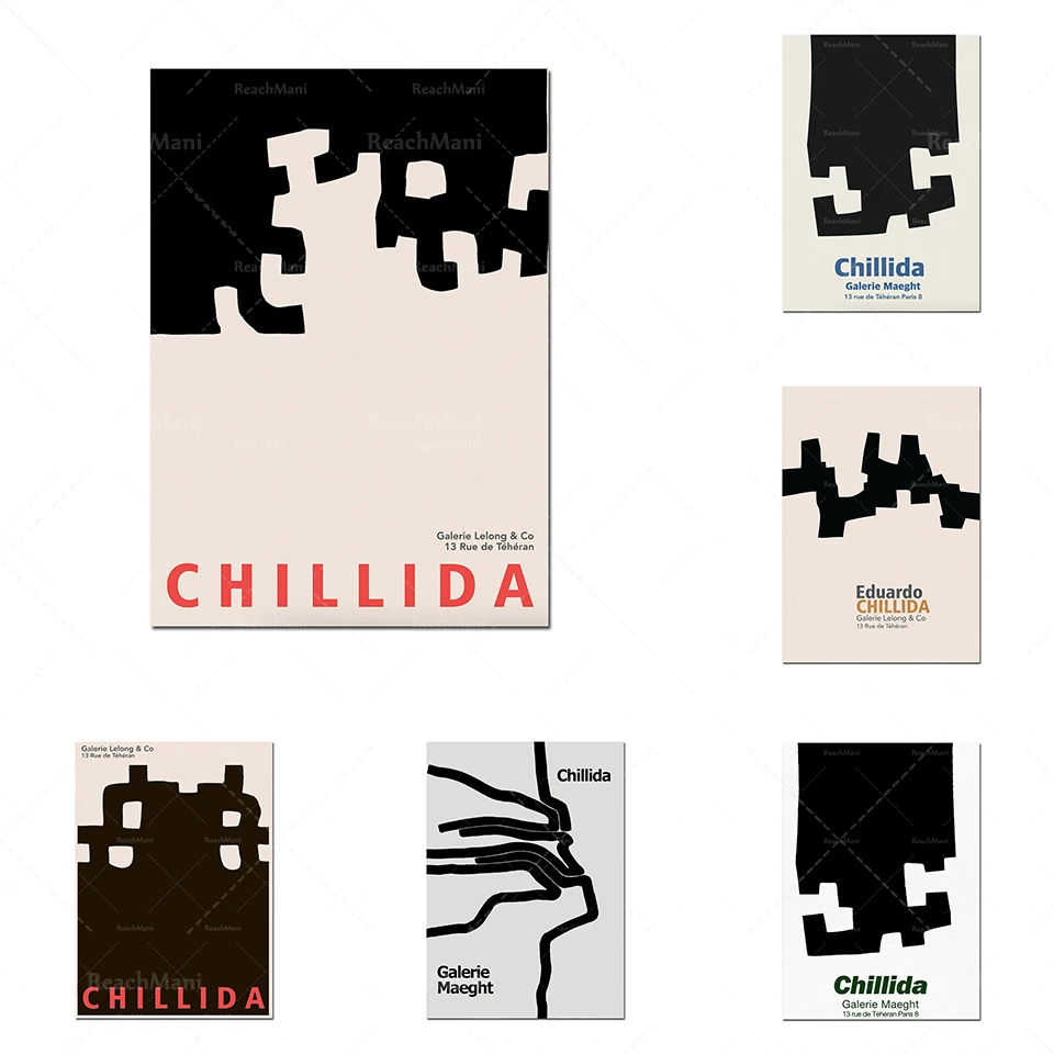 Eduardo Chillida, geometrické, abstraktné, Španielsko, plagát, retro, múzeum plagát, kancelária dekorácia,