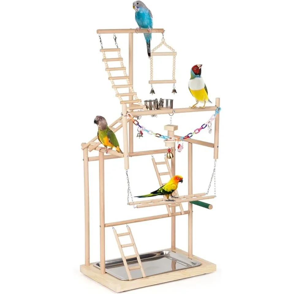 Edudif Parrot Playstand Parrot Parrot Stand Bird Kidround veľké vtáky hra pre stánok s drevou bidlá telocvičňa Playpen rebrík (4 vrstvy)