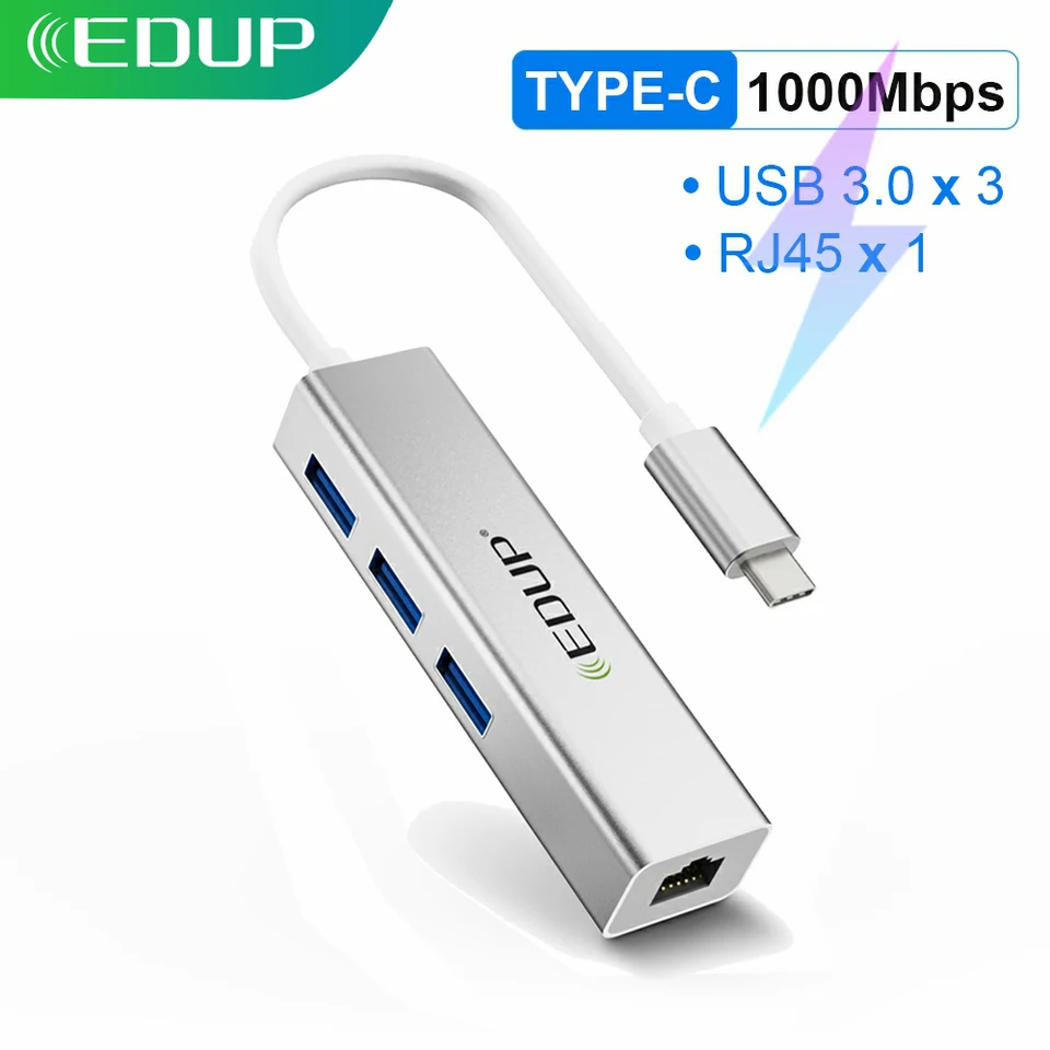 EDUP USB Typ C Hub USB 3.0 až RJ45 Adaptér Thunderbolt 3 Dock pre počítač prenosný počítač Ethernet príslušenstvo USBC 3.1 Splitter