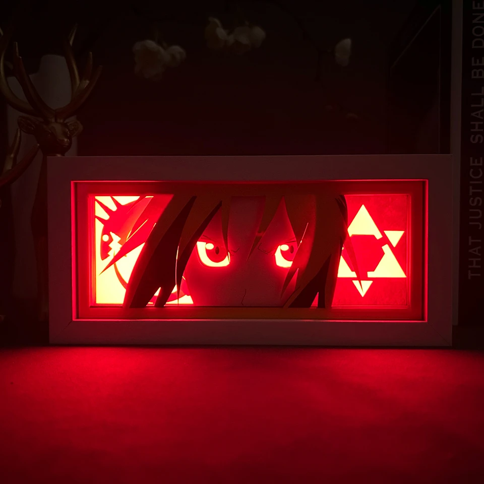 Edward Elric LED Anime Light Box pre dekoráciu spálne papier Cut Shadow Box narodeniny darček nočná nočná lampa
