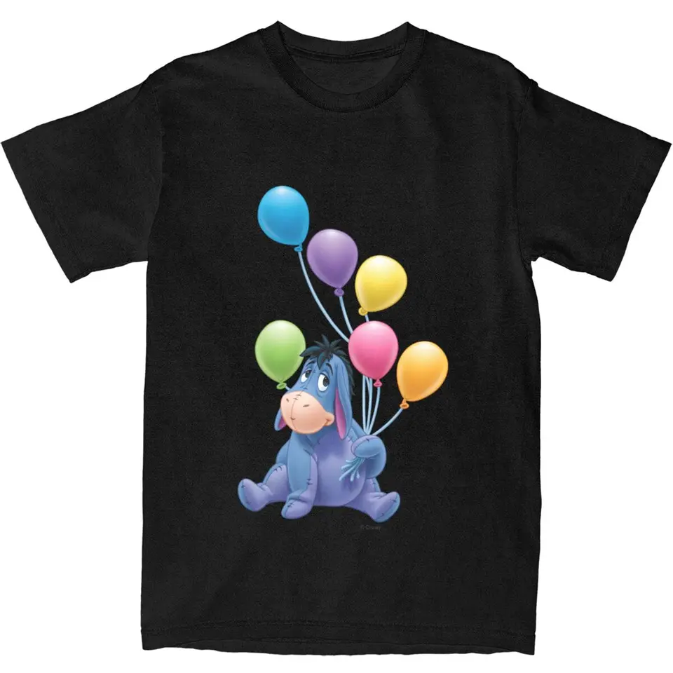 Eeyore 7 Winnie the Pooh Balloon T tričko Mužské klasické bavlnené tričká pláž O-Neck Novinka tričko TEE Vzorové vrcholy