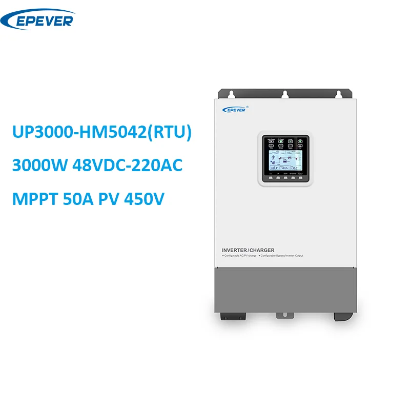 Efever Upower HI Series 3000W Inverter a Charger 3KW 48V až 220VAC Hybridný slnečný invertor UP3000-HM5042 (RTU) s LCD Monitorom