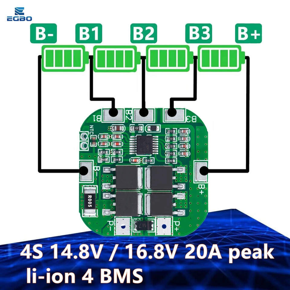 EGBO 4S 14,8V / 16,8V 20A PEAK LI-ION 4 BMS PCM BATÉRA OBCHOD BATICKÝCH BATICKÝCH