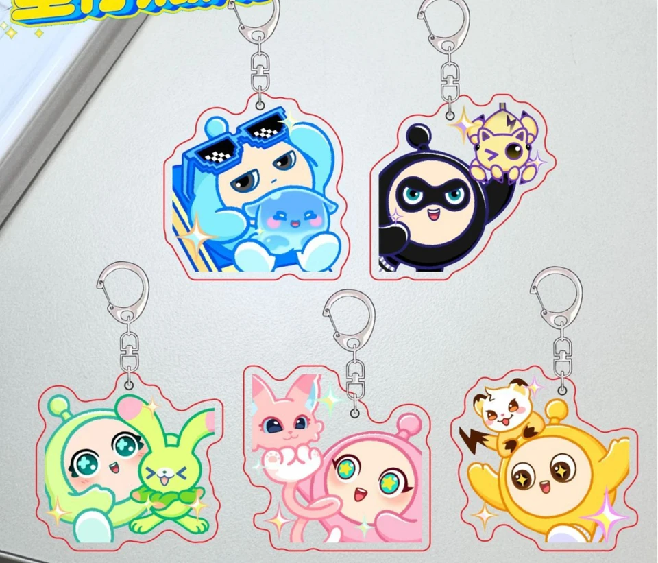 Eggy Party Populárna videohra Kawaii akryl Keychain HD Vzor farebného domáceho maznáčika nepremokavá unisexová taška
