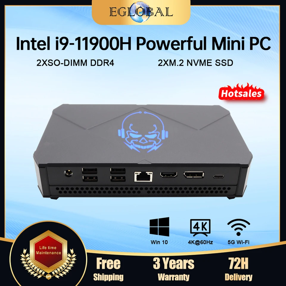 Eglobal najlacnejšie herné mini PC Intel Core i5-1135G7 i7-1165G7 i7-11800h 3 zobrazuje max. 64 GB DDR4 2*