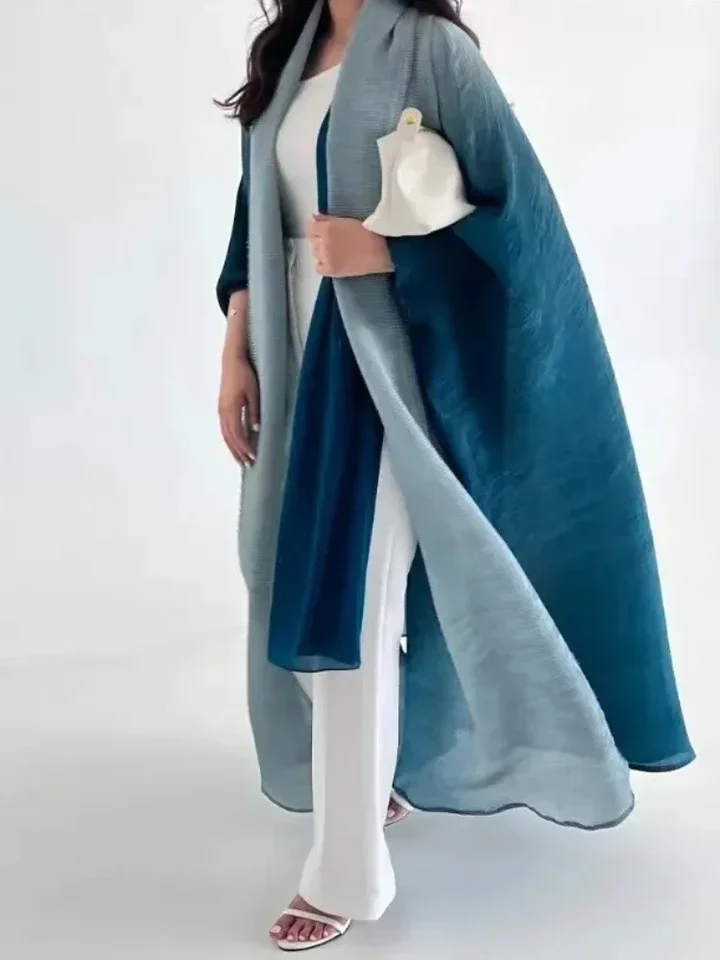 EGRM miyake Pleated Trench Coat Gradient Farba plus veľkosti Batwing Ruckve Dlhé šatky pre ženy pre ženy 2025 NOVÝ 6GR1683
