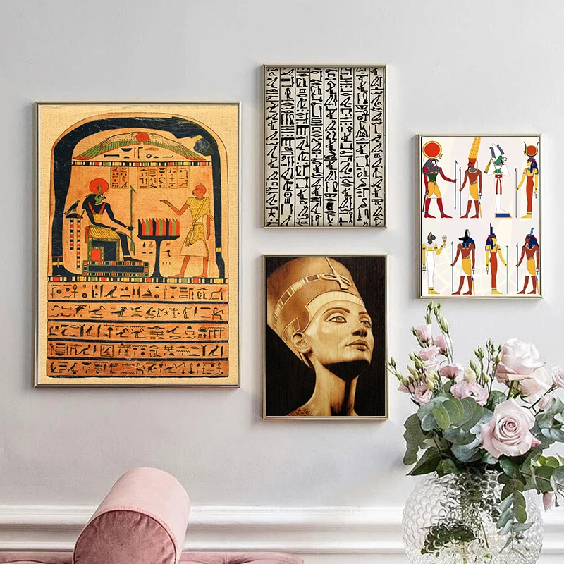 Egyptský dekor God of Egypt Obrázok maľba plátna, staroveký Egypt Canvas tlač a retro múr