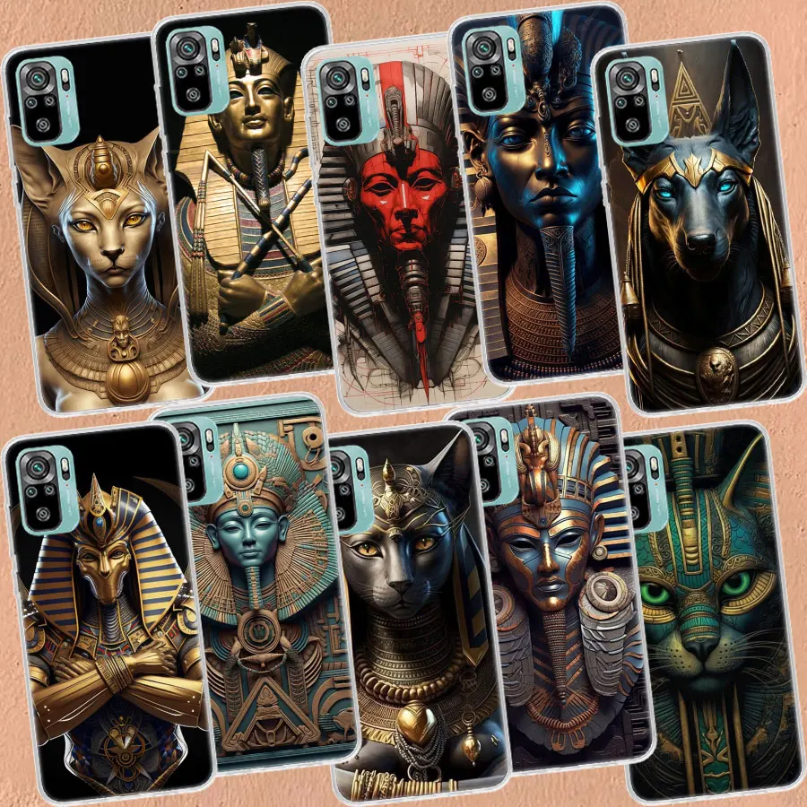 Egyptský prípad múmie telefónu s faraónom pre puzdro pre Xiaomi Redmi Note 13 Pro Plus 5G 12C 10 9 8 7 6 10a 10c 9a 9c 9t 8a 7a 6a K60 K70 Pro