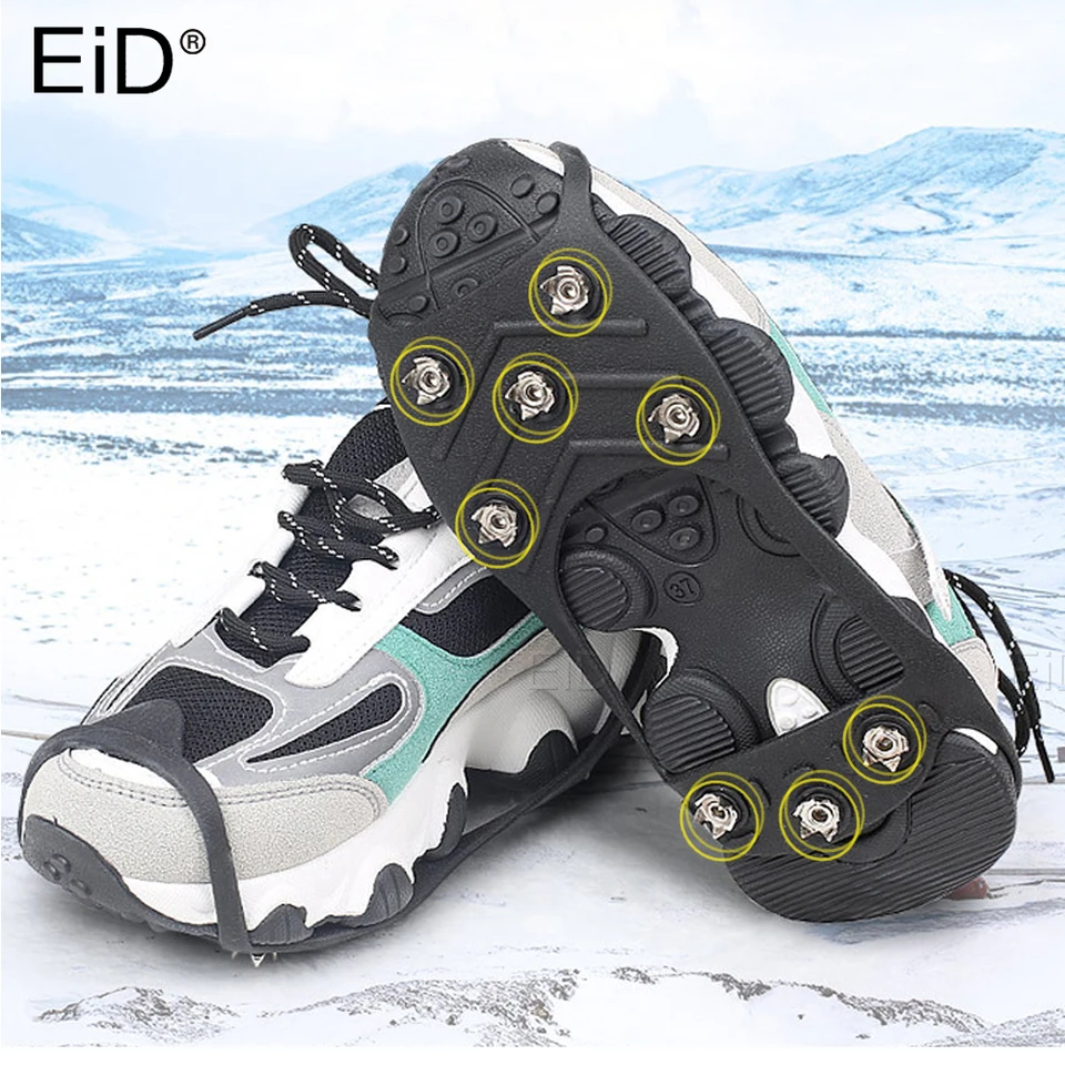 Eid 1Pair 8teeth anti-náskok ľadovca zimná lezecká horolezectvo Anti-Stry Snow Hrots Rovnadky Cleats Over Shoes Covers Crampon Unisex