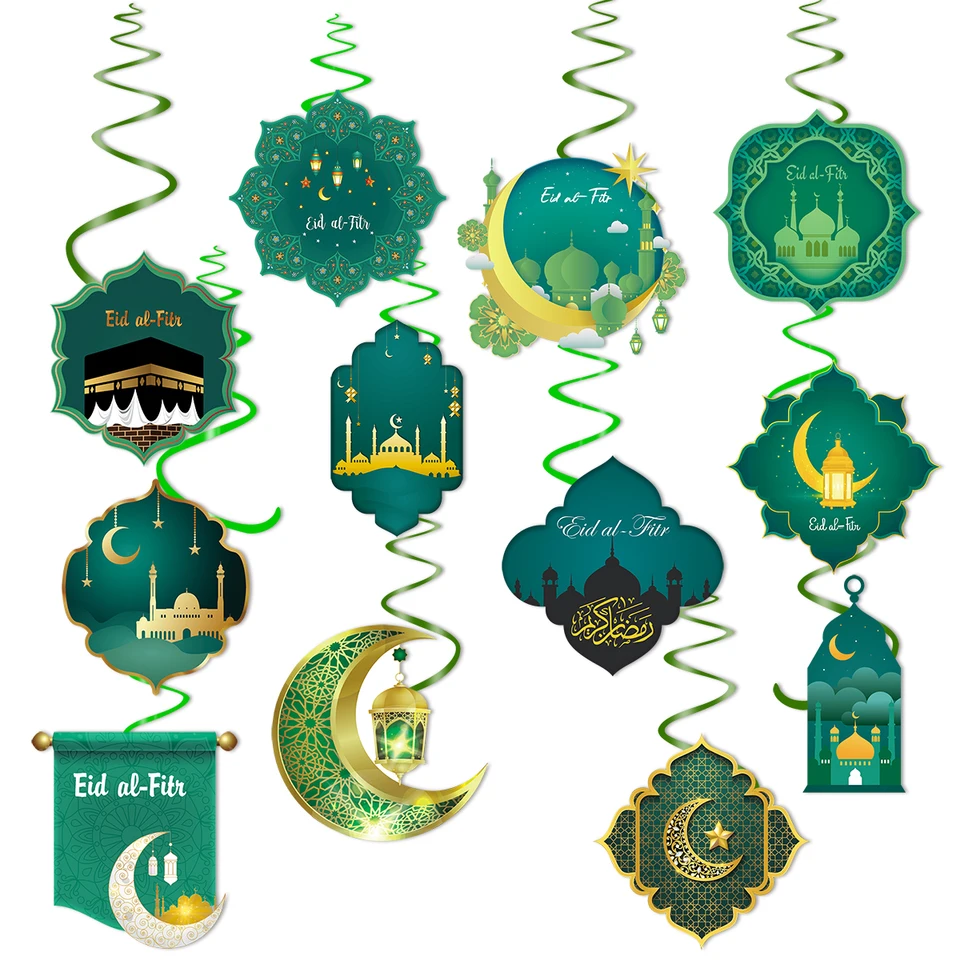 Eid al-Fitr Party Hanging Spiral Garland Eid Mubarak Vwirls prívesok Islamský moslimský festival Ramadan Kareem Decor for Home