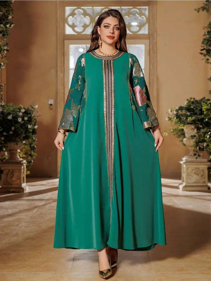 Eid flitre moslimské šaty pre ženy výšivky Dlhé šaty Rúb Ramadan Dubai Kaftan Islam Vestidos Jalabiya šaty 2025