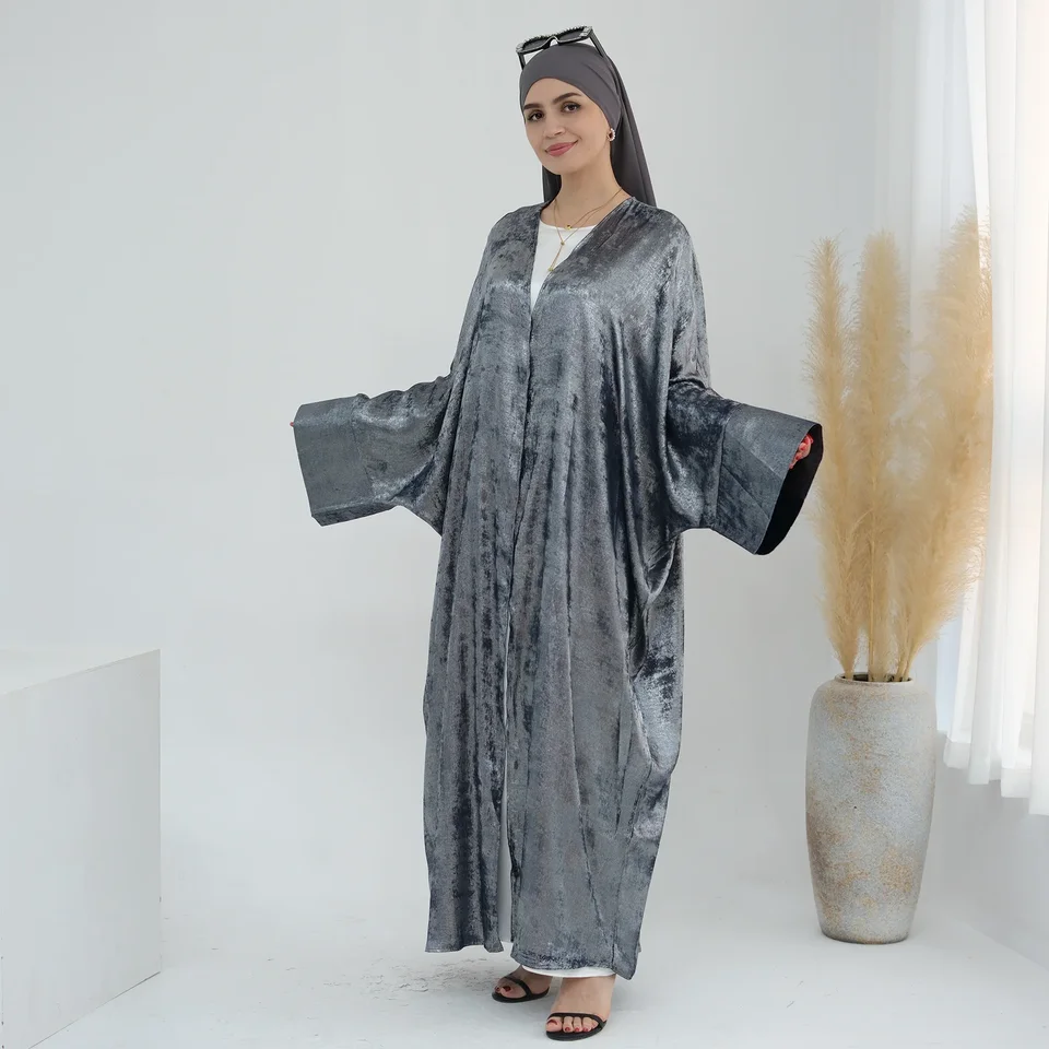 Eid kaftan femme Musulmane rúž abayas pre ženy islam kimono otvorené abaya dubaj luxusné sveter moslim hidžáb bronzové tkanina
