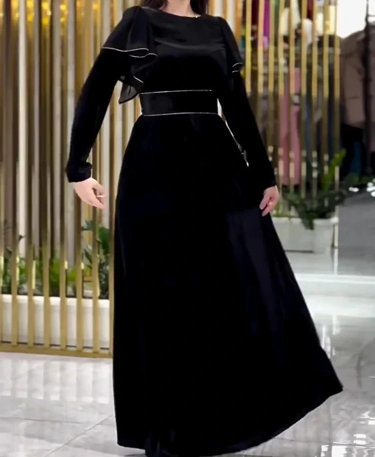 Eid moslimské šaty pre ženy Abaya Maroko Party šaty Ramadan Slim Fit Abayas Kaftan Elegantné čierne dubajské arabské dlhé rúcho ples