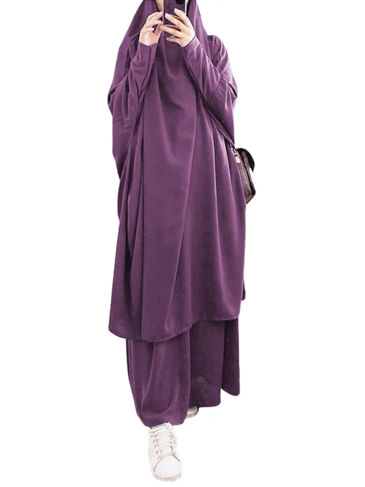 Eid moslimské ženy dlhé khimar+sukňa 2 -kusové modlitebné odevy Abaya Ramadan Dubaj Dubaj Arab Islam Niqab Burka Jubah Jilbab