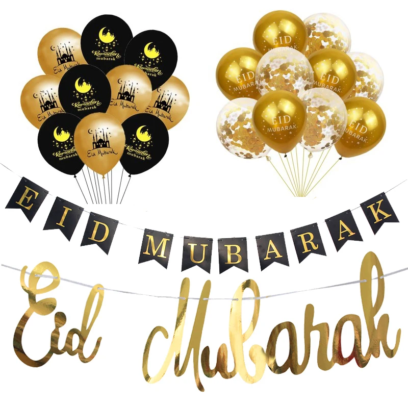 Eid Mubarak Balón/banner Ramadan Decorácie pre dom 2024 Aid al-Fitr Mubarak Kareem Domov Islamský festival moslimských večierkov