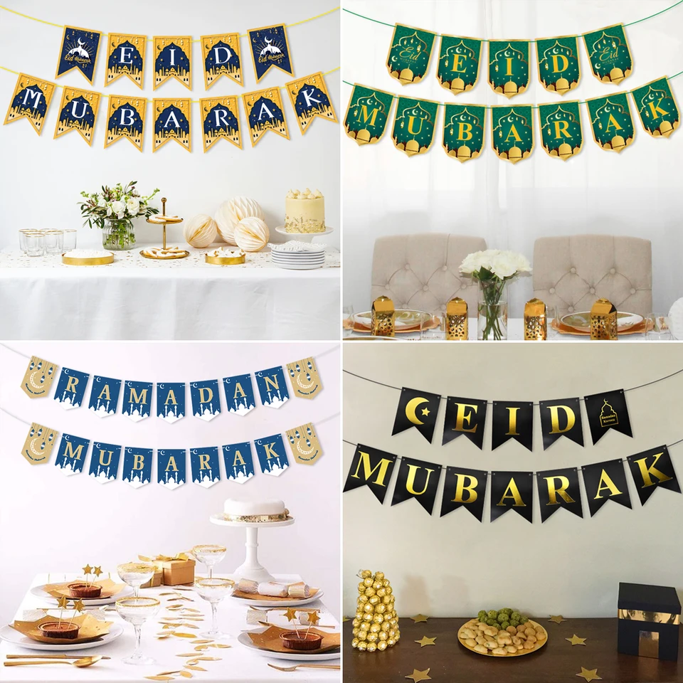 Eid Mubarak Bannery Ramadan Decoration 2024 pre domácu dekoráciu islamskej moslimskej párty Ramadan Kareem Eid Al Adha Eid al-Fitr dary