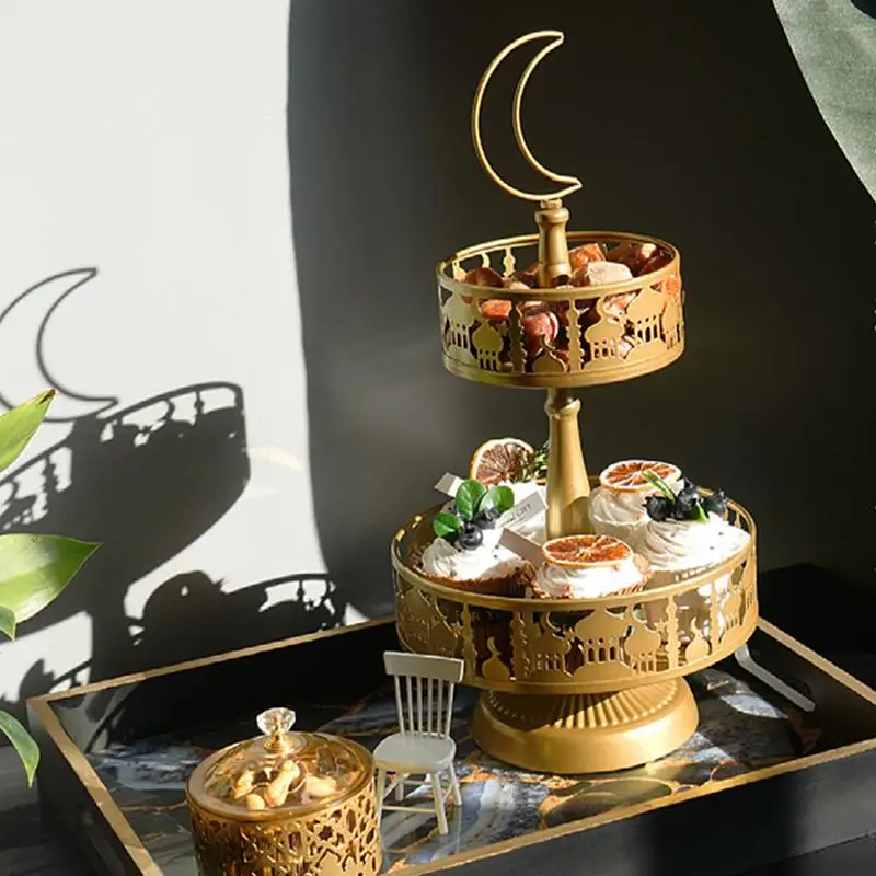 Eid Mubarak Candy Fruit Tray 2/3 vrstvy dezert cupcake držiak ramadan dekorácie kareem moslimské večierky Dodávky