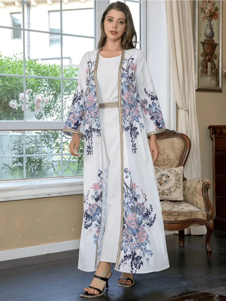 Eid Muslim Abaya pre ženy kvetinové šaty Marocká kaftan ramadan Dubai Abayas Party Vestidos arabský dlhý rúž Jalabiya 2024
