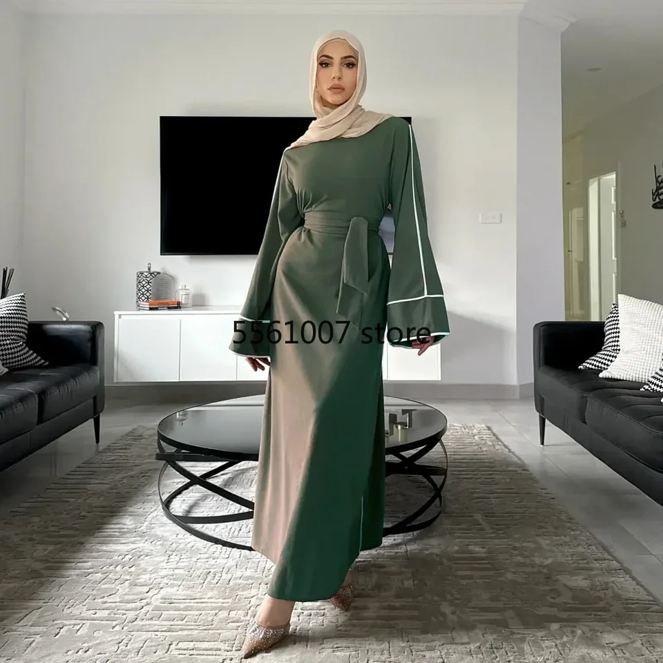 Eid uzavretý Abaya Dubaj Luxusný moslimský hidžáb šaty obyčajné základné abayas pre ženy turecké šaty islam oblečenie kaftan rúž Ramadan