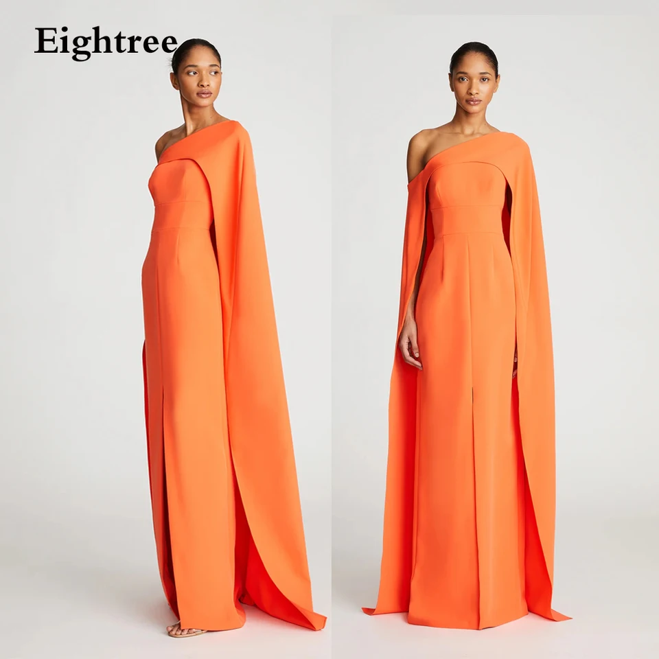 Eightree One Party Party, šaty فساتين السهرة plesové šaty maturitné šaty Ženy Modest Cape Ruckve Orange Vestidos Outfits
