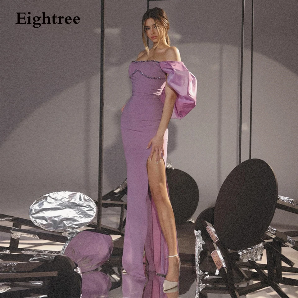 Eightree Purple Mermaid Prom sa oblieka jedno rameno Gala Strana Formálne večerné večierky korálkové elegantné ženské nočné šaty