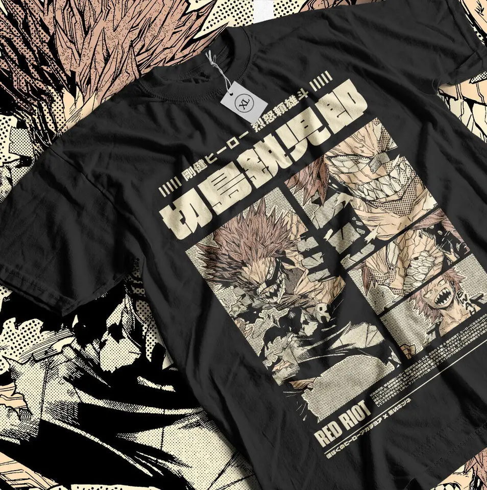Eijiro Kirishima Tričko Red Riot Hero Anime Darčeková košeľa celá veľkosť
