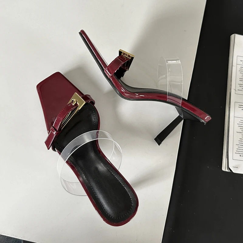 Eilken leto priehľadná úzka kapela pracka Žena módne tenké podpätky Party Stripper Ladies Mules Slides Zapatos Mujer