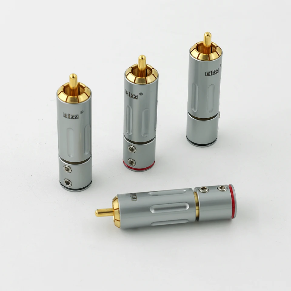 EIZZ -204 RCA Plug 24K Zlatá mosadzná mosadz RCA pre adaptér s uzamknutím HIFI Audio Video Amp TV TV AV DVD signálny kábel