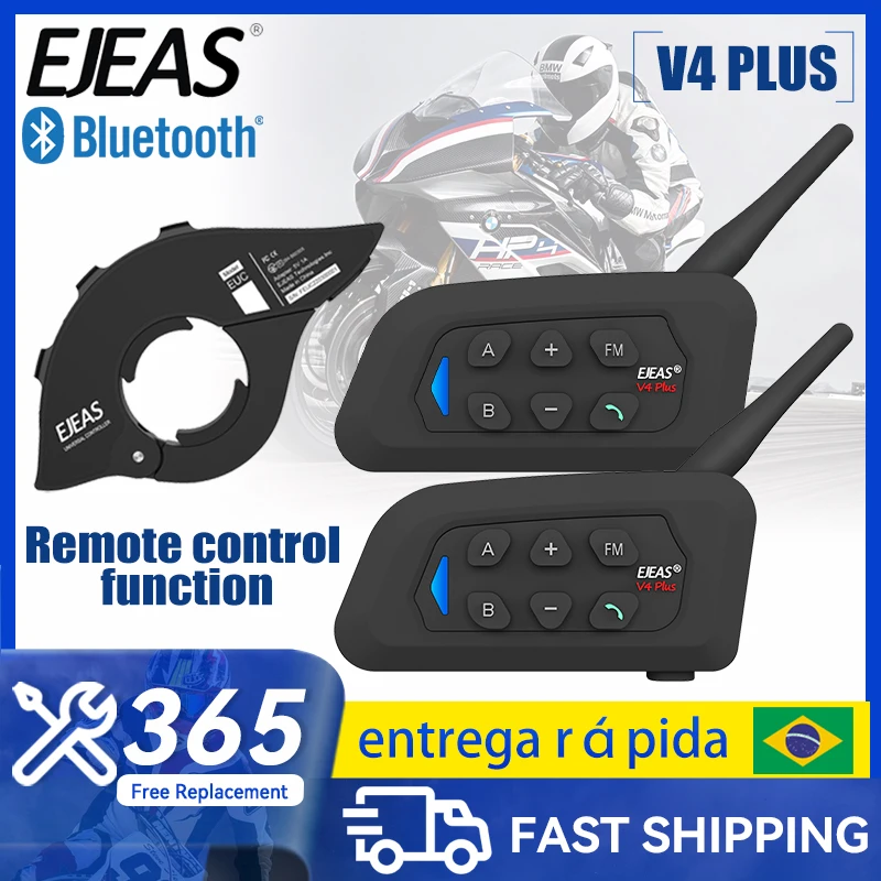 EJEAS V4 Plus 4RIDER MOTORY cyklovanie prilby náhlavná súprava Bluetooth Intercom diaľkové ovládanie Full duplex komunikačného interponu nepremokavý