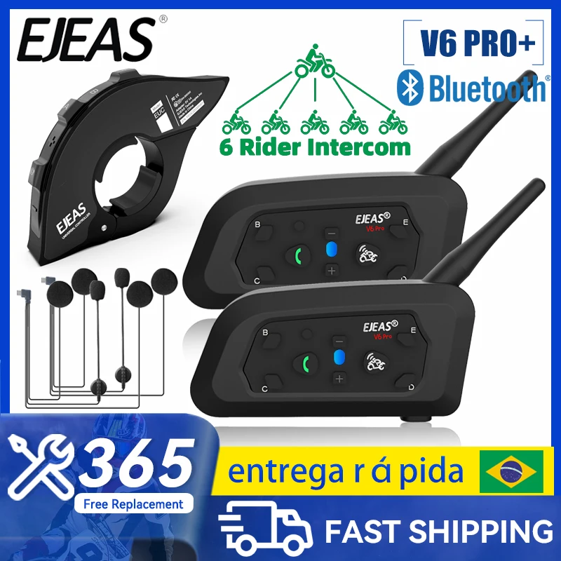 EJEAS V6 Pro+ Motocyklová prilba Bluetooth Intercom Headset 800M Interphone 6 Riders Podporuje EUC diaľkové ovládanie nepremokavého IP67