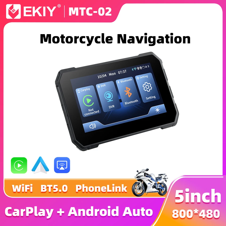 Ekiy 5 palcový bezdrôtový CarPlay Moto Android Automatické nepremokavé vodotesné prenosné prenosné digitálne motocykel Dashboard GPS navigačnú obrazovku