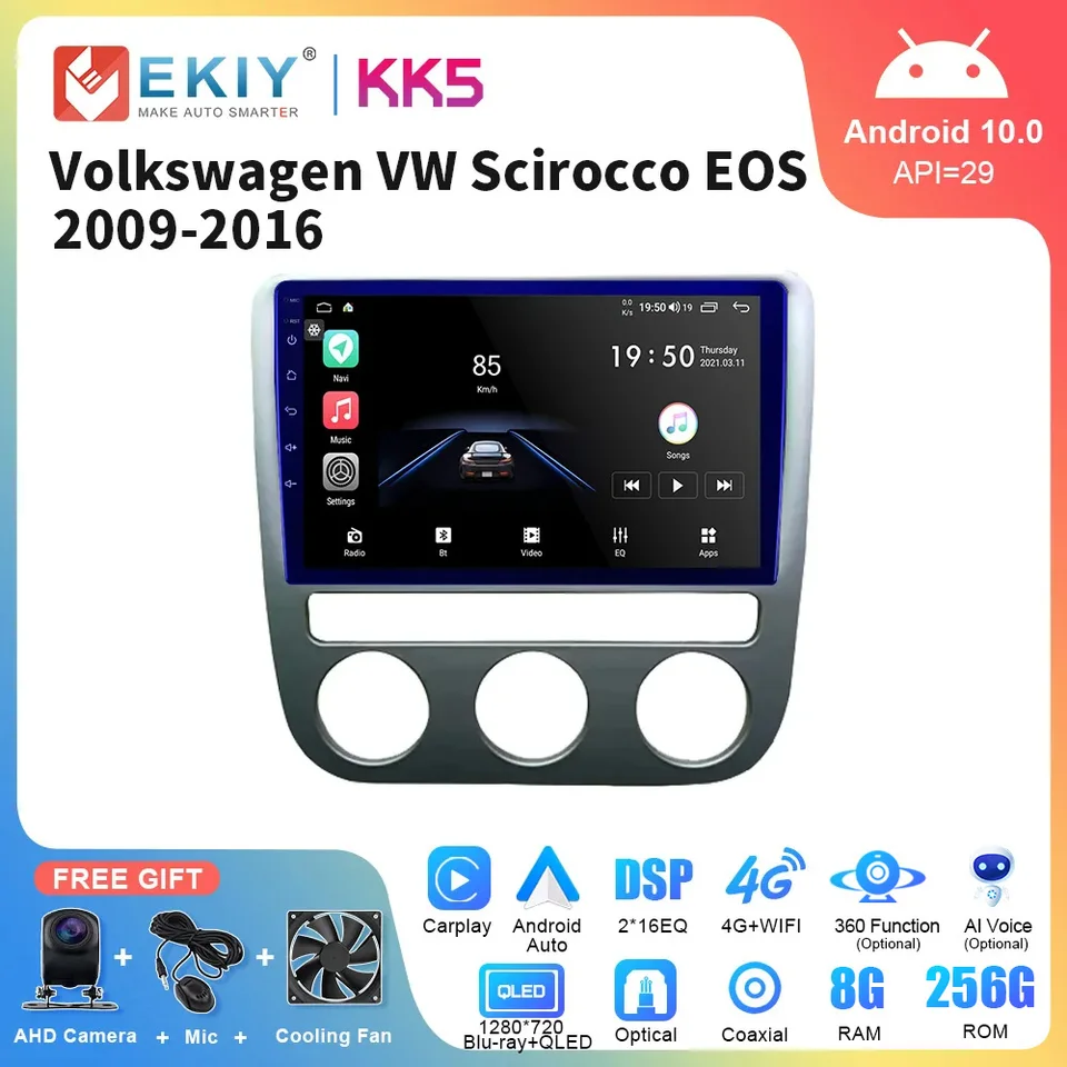 Ekiy KK5 Car Auto Radio pre Volkswagen VW Scirocco EOS 2009-2016 Multimediálny hráč navigácia GPS CarPlay Android Auto Stereo 2 DIN