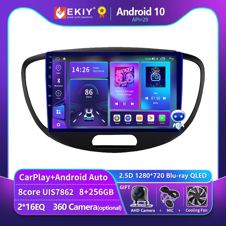 Ekiy T900 CarPlay Stereo pre Hyundai i10 2010 - 2013 Car Multimedia Video Player Navigation GPS Auto Android 10 Nie 2Din Hu