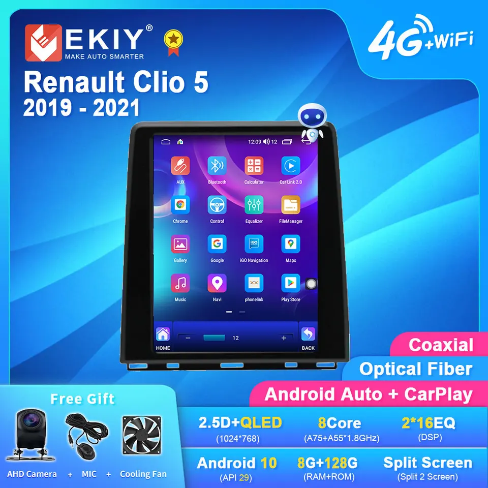 Ekiy TT7 pre Renualt Clio5 Clio 5 2019 - 2021 Tesla Style Screen Car Radio Multimedia Video Player Navi GPS Auto č. 2 DIN DVD HU