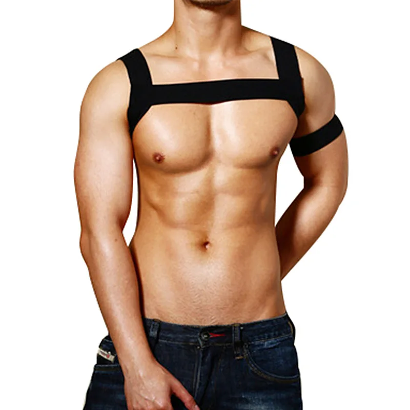 Elastická kapela Parsty Men Sexy exotická tank dutá hrudná bandáž Tops Topy Bodysuit svalové popruhy