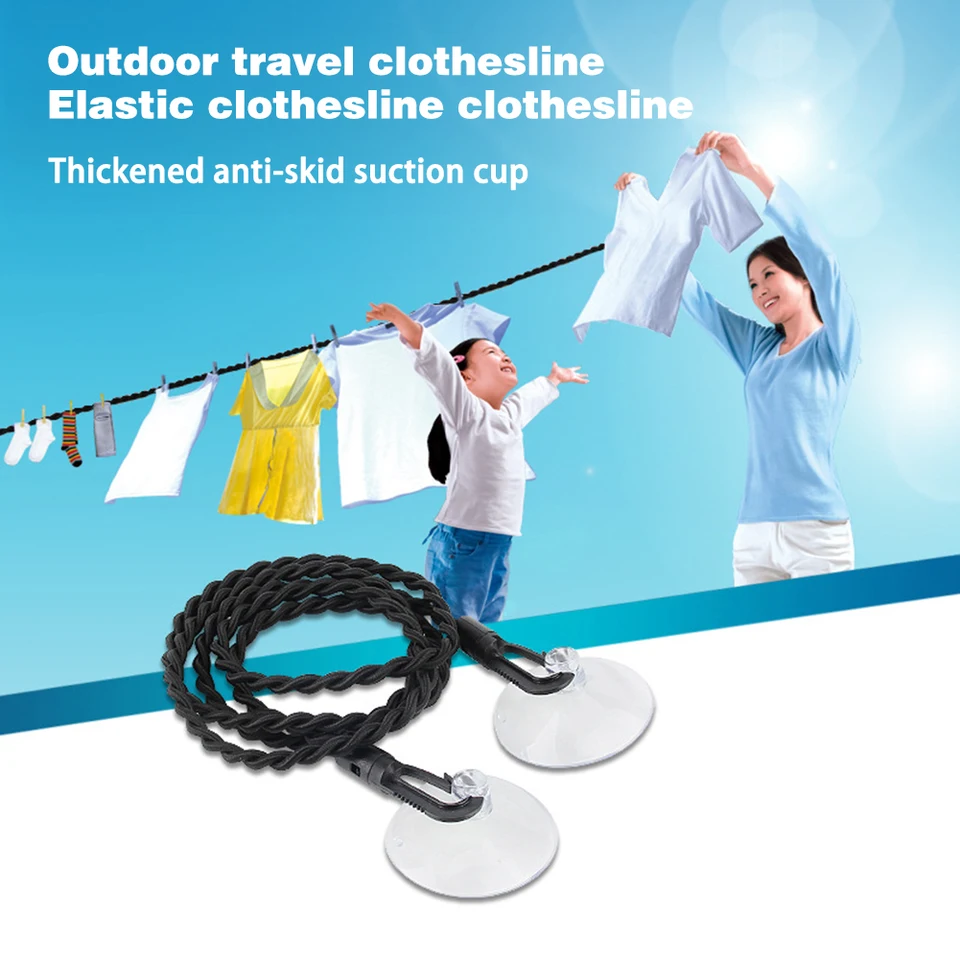 Elastická šnúra na bielizeň s prísavkovým pohárom prenosné sušiace odevy Rack Line Outdoor Camp Supplies