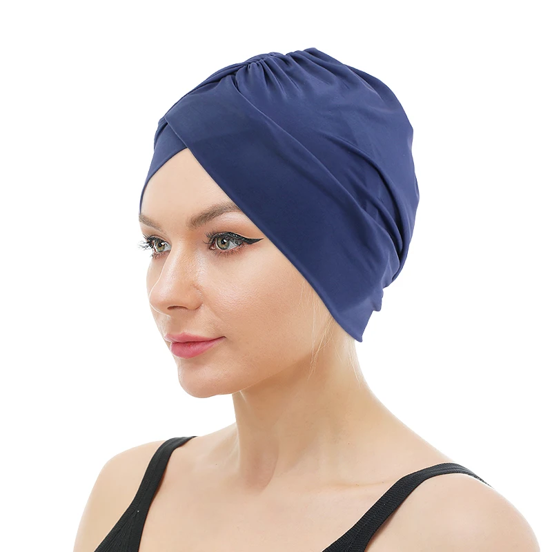 Elastické kúpalisko bazénové klobúky Klobúky Ženy Meni voľná veľkosť chránia dlhé vlasy Športové plavecké čiapky nylonové klobúky Turban Príslušenstvo