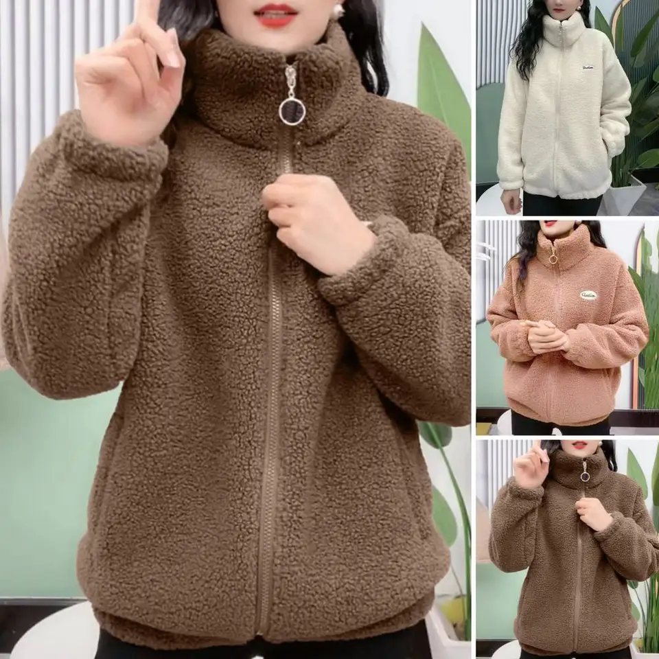 Elegantná dámska bunda Útulný zimný kabát Sherpa pre ženy