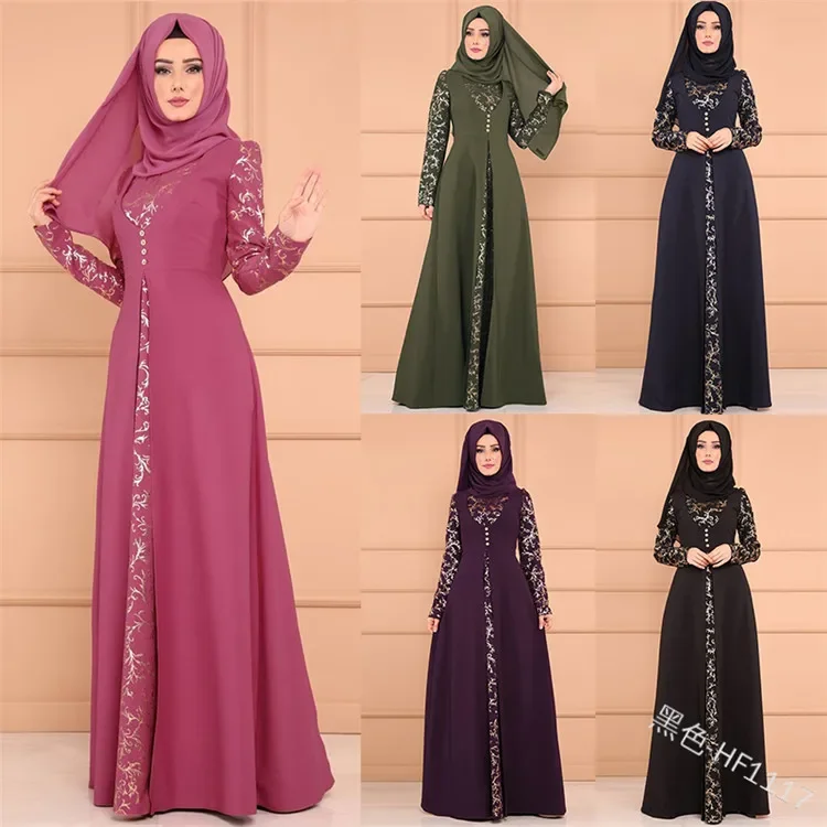 Elegantná moslimská hot s pečiatka Abaya Turkish Singapur v plnej dĺžke Jilbab Dubaj Žena Moslimské islamské šaty plus 5xl