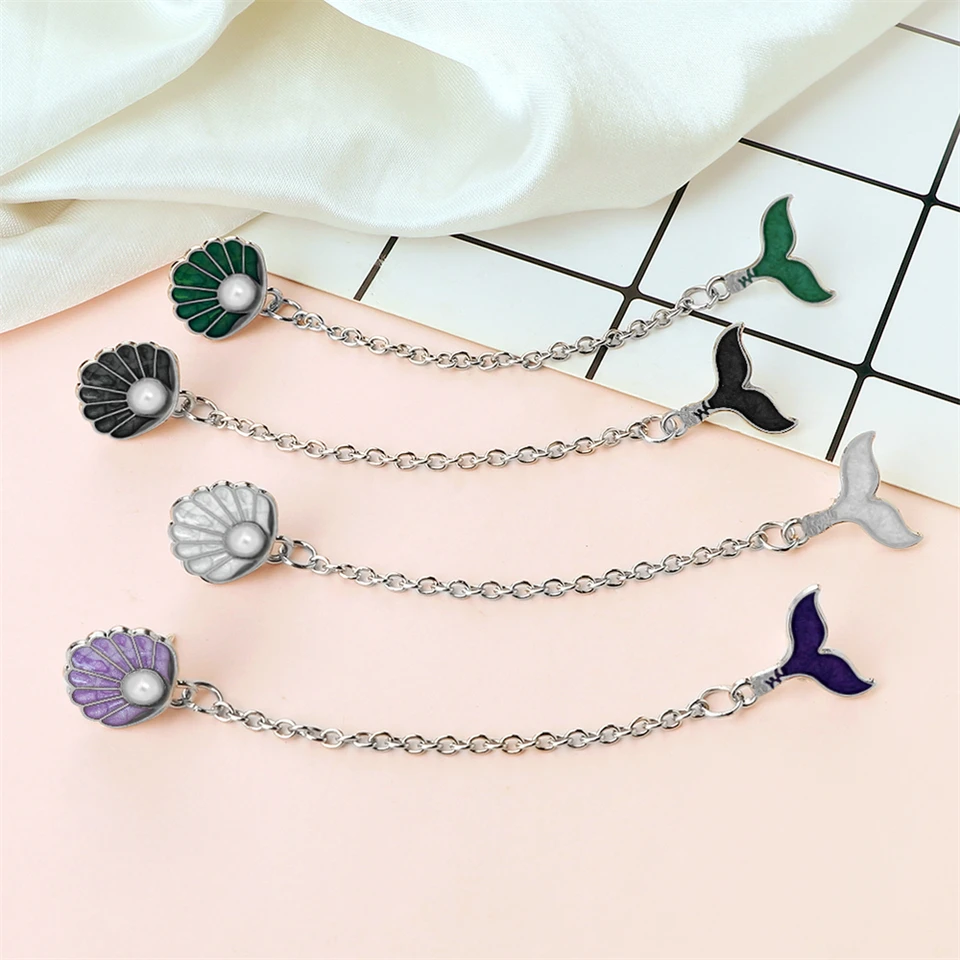 Elegantná perlová škrupina brošňa Jednoduchá veľryba Dolphin Mermaid Tail Smalt Pins reťaz retiazka batoh džínsový darček pre šperky pre priateľov