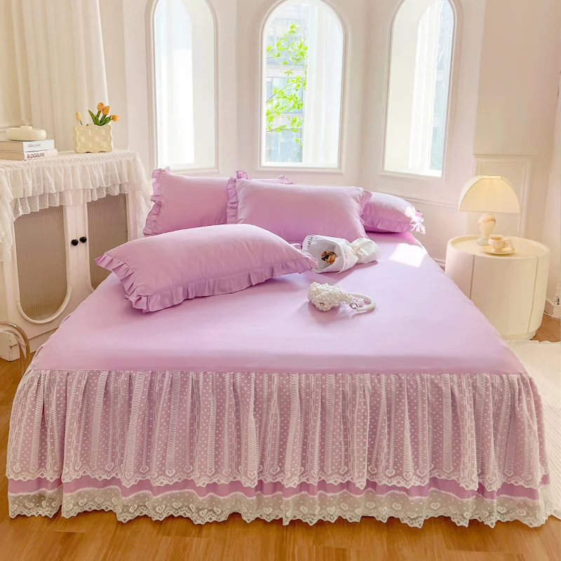 Elegantná romantická francúzska čipkovaná sukňa sukňa mäkká pleť, ktorá je vhodná pre pleť, ktorá je k dispozícii na sukni Prach Ruffle Bed sukň