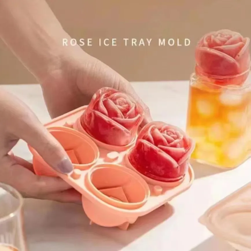 Elegantná ruža v tvare ľadovej kocky Opätovne použiteľná silikónová kvetina kvetina ľadová pleseň Food Food pre bez námahy dezertné letné nápoje