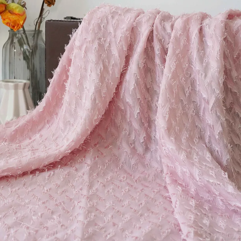Elegantná strapca šifónová tkanina s Jacquard Designs pre ženské oblečenie pomocou príslušenstva pre šitie meračov
